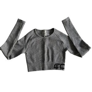 Echt Arise Comfort Crop Top Long Sleeve‎ Ribbed Athleisure Gray XS